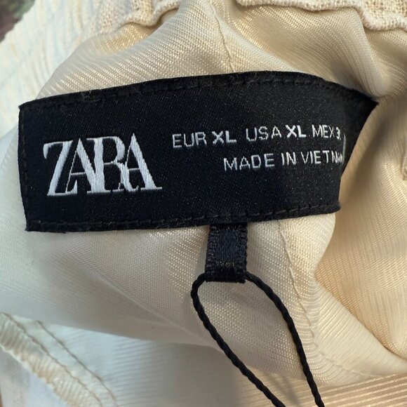 Zara Linen Wide Leg Drawstring Pants Beige Neutral Vacation Beach XL - Picture 11 of 13